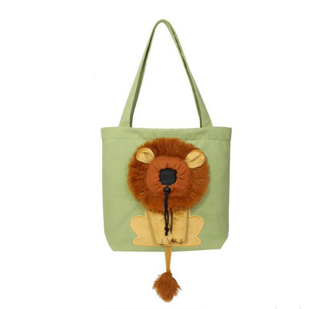 Pet Canvas Bag Lion-shaped Shoulder Bag Cat Dog Tote Bag Small Pet Carrier Bag
