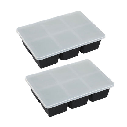 2Pcs 6-Grid Silicone Ice Cube Tray Large Square Ice Cube Mold