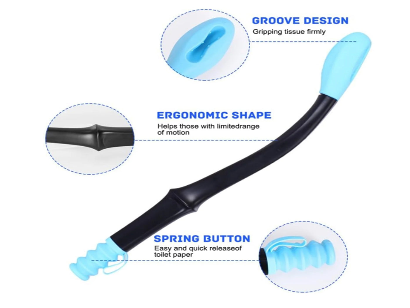 Long Handle Butt Wiper Toilet Aids for Elderly and Disabled