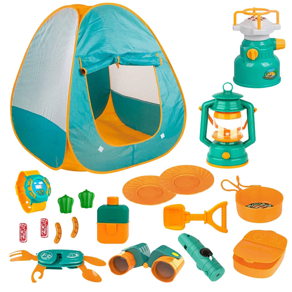 Kids Camping Set with Pop Up Tent Camping Gear Set Outdoor Toy Camping Tool Set