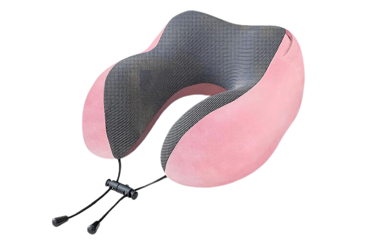 Hooded Travel Pillow with 3D Eye Masks Memory Foam Neck Pillow for Airplane Sleeping