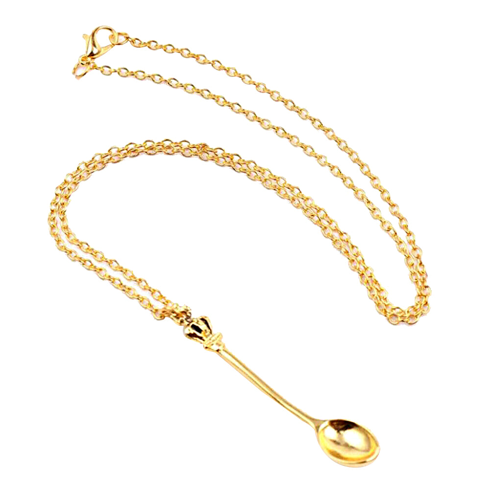 4Pcs Mini Crown Spoon Necklace