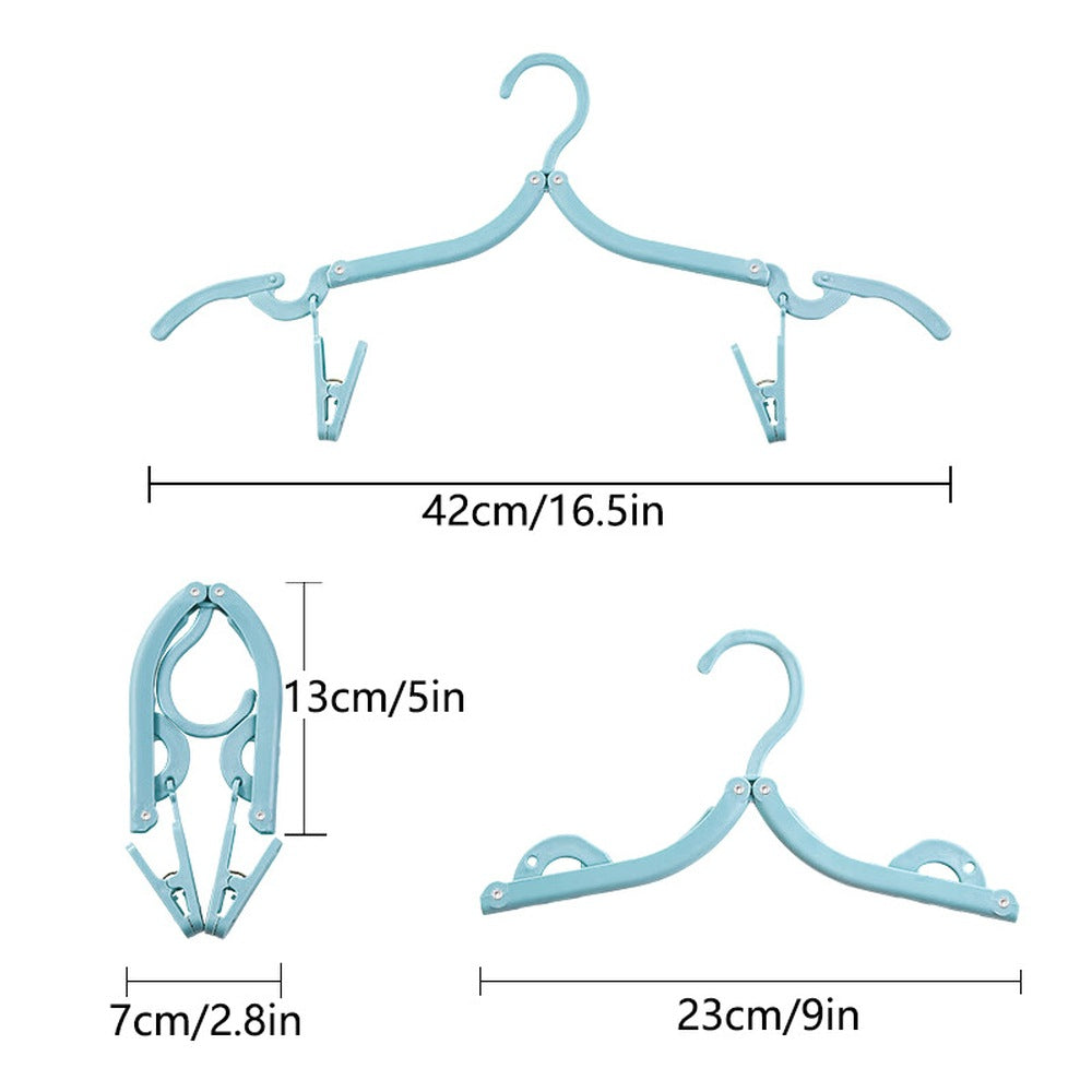 Foldable Travel Hanger Set with Clips and Storage Bag