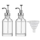 2 Pack 500ml Square Glass Syrup Soap Dispenser Bottles with Funnel