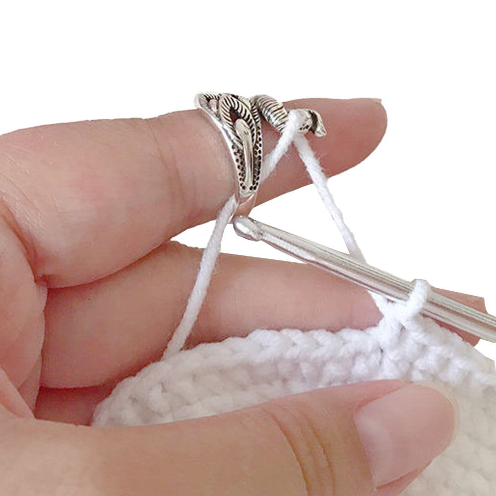 2Pcs Peacock Ring Adjustable Crochet Knitting Loop Accessories