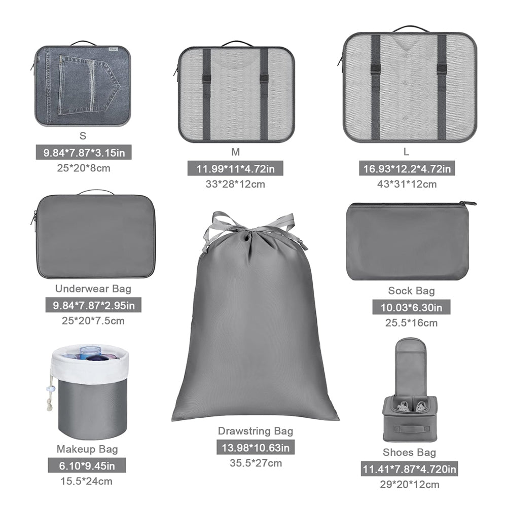 8Pcs Packing Cubes for Travel Lightweight Luggage Organizers