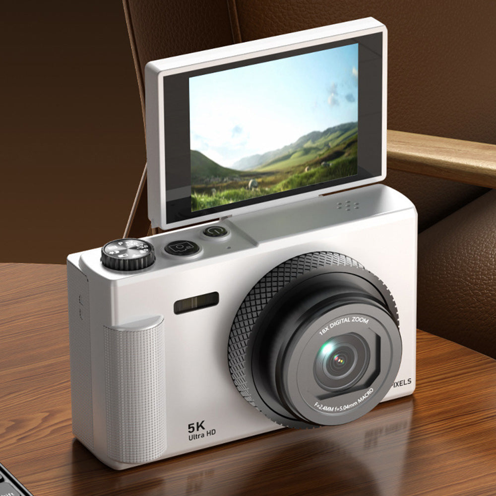 Digital Camera 5K 18X Zoom Flip Screen Video Camera with 64GB Memory Card