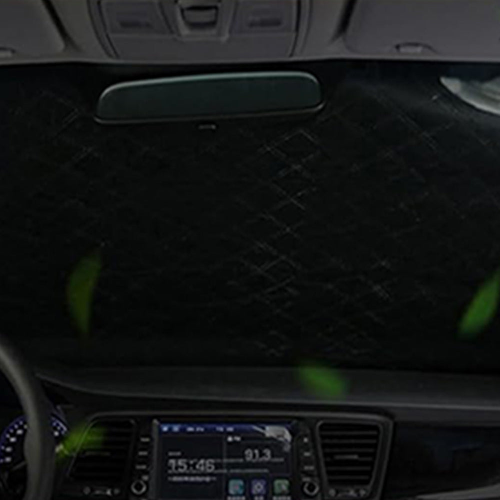 Car Windshield Snow Cover Protector with Reflection Strips-Triple Layer Black