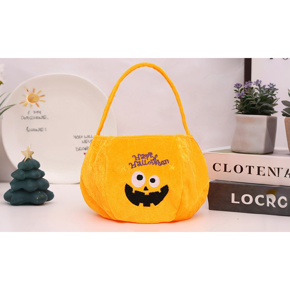 5 PCS Plush Cartoon Pumpkin Bags for Halloween Candy Toys and Gifts