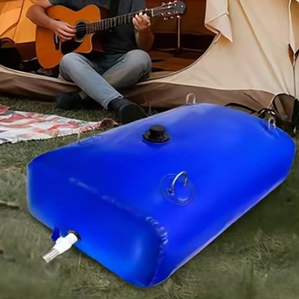 110L Foldable PVC Water Storage Bag with Faucet and 4 Handles for Camping