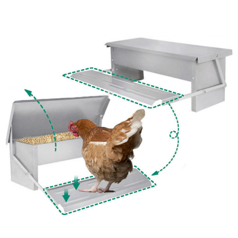 Automatic Chicken Feeder Auto Coop Chick Poultry Treadle Self Opening
