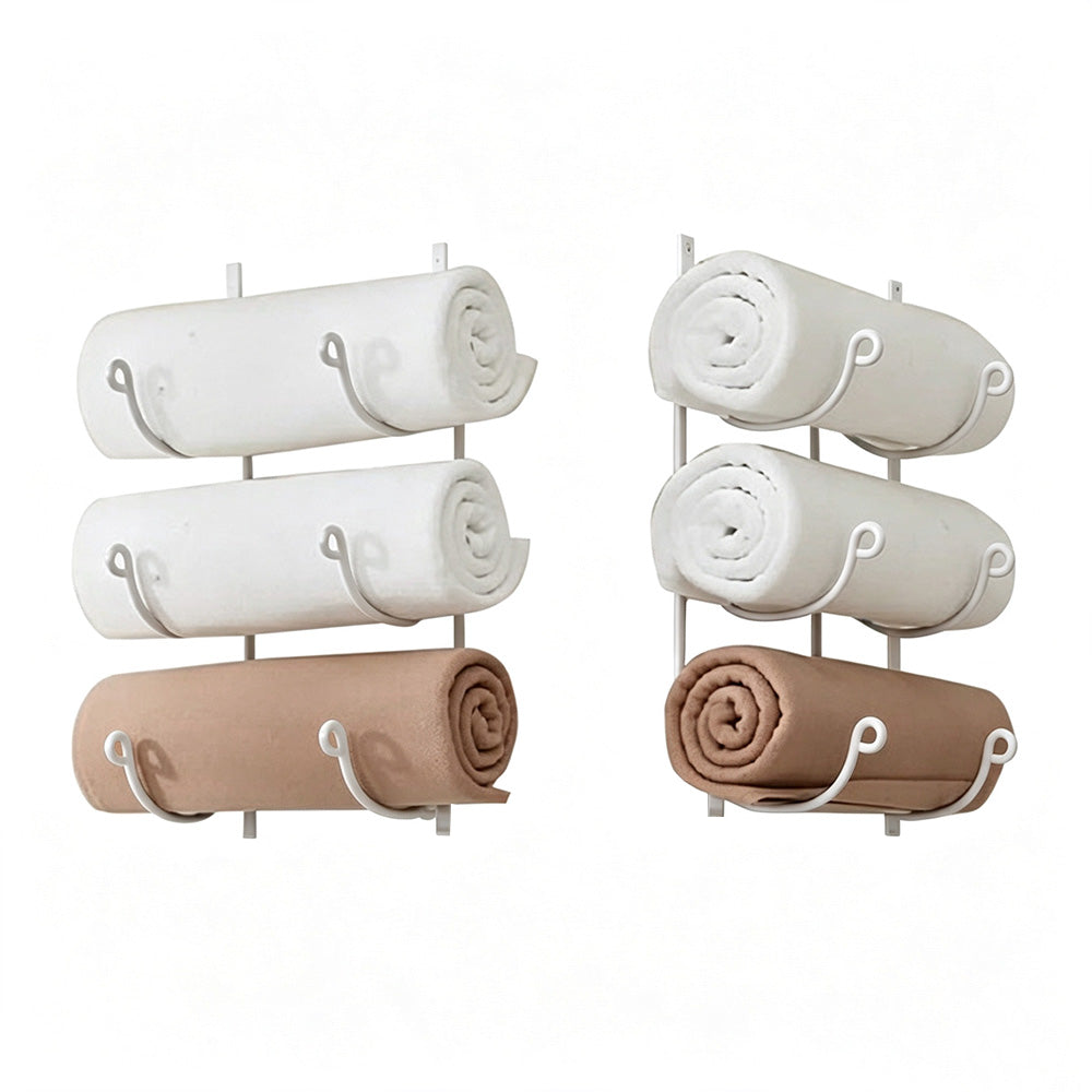 3-Tier Iron Wall-Mounted Bathroom Towel Rack for Vertical Storage