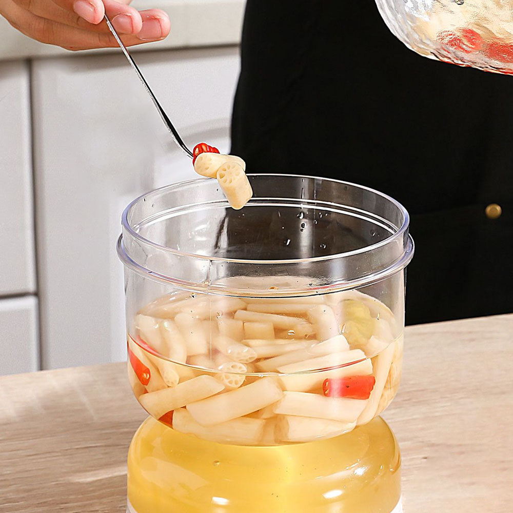 Pickles Jar with Strainer Flip with Airtight Lids and Forks