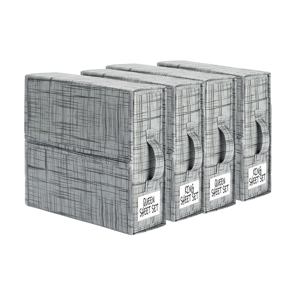 4Pcs Bed Sheet Organizer and Storage Foldable Organizer Closet -Gray Stripes