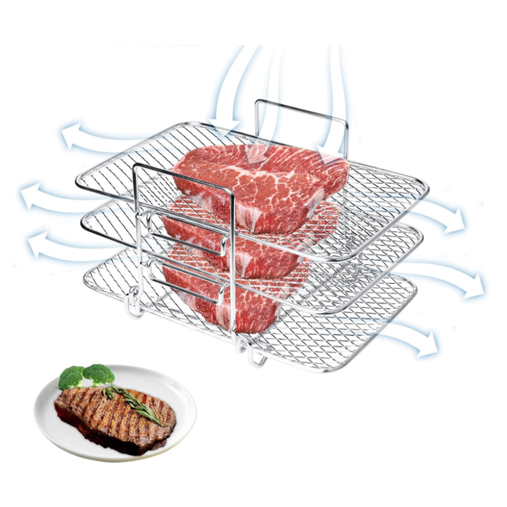 Multi-layered Stainless Steel Air Fryer Rack Compatible with Ninja DZ201 DZ401