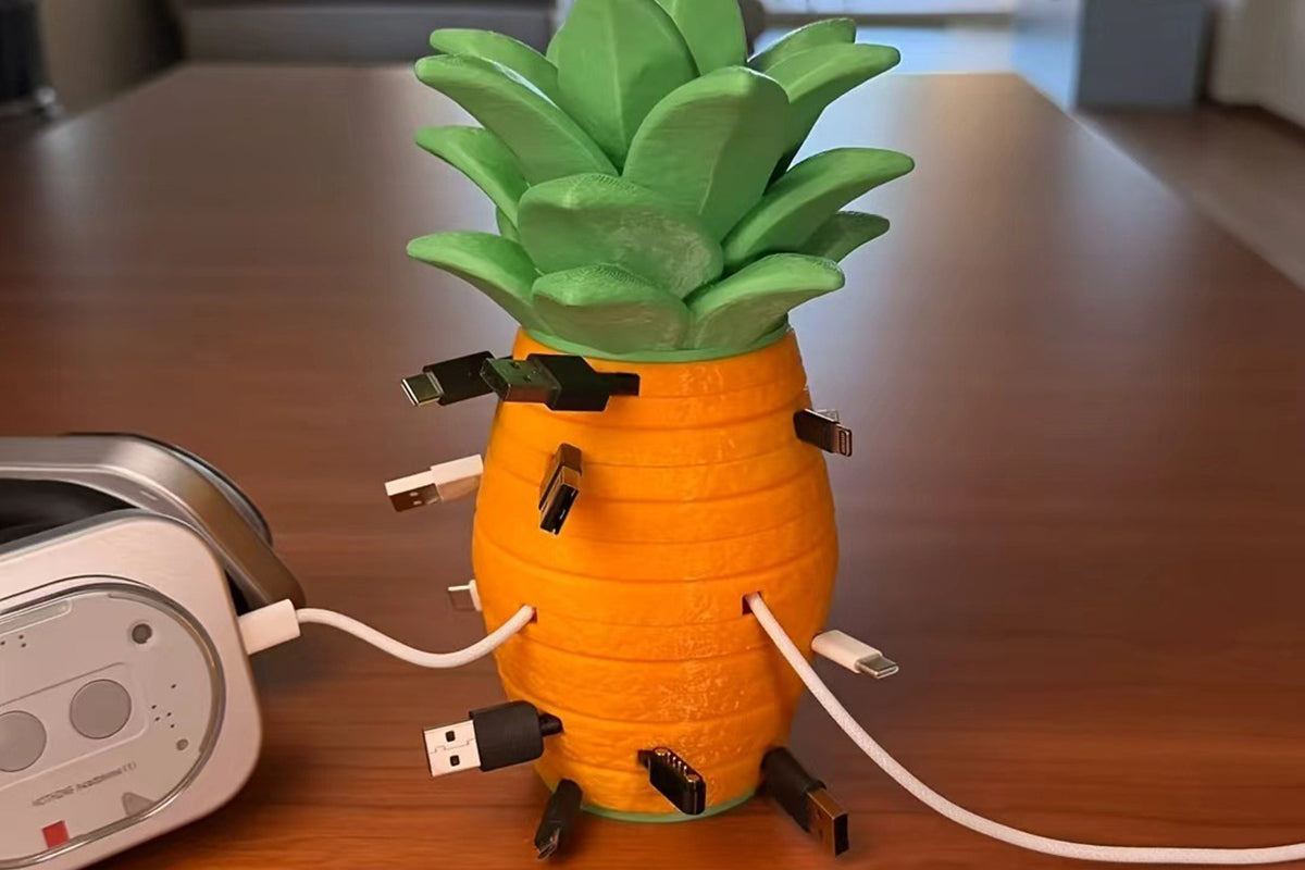 3D Printed Pineapple Cable Organizer for 7 Charging Cables