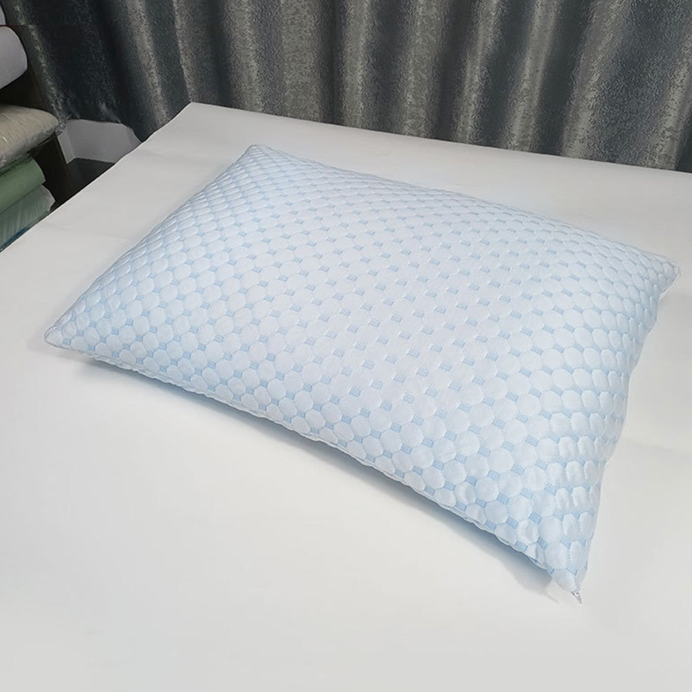 Cooling Shredded Memory Foam Pillows for Side Back Sleepers with Washable Cover-Blue