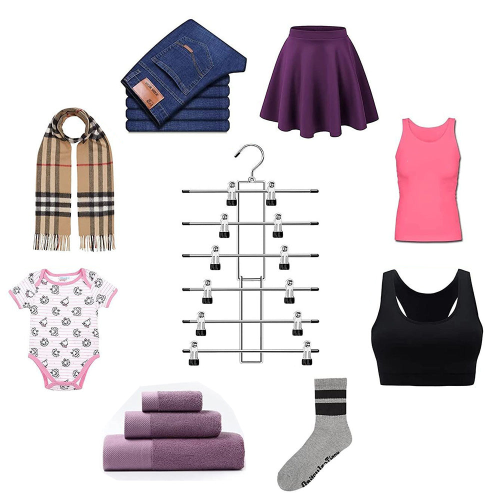 2X Space Saving Hanging Pants Organizer with 12 Clips and 360 Degrees Swivel Hook