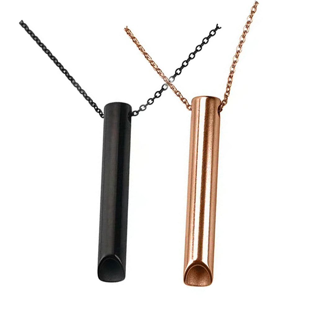 2Pcs Anxiety Breathing Necklace for Stress Relief-Black and Rose Gold