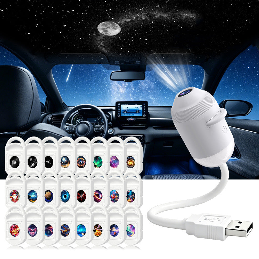 2 in 1 Galaxy Projector Starry Sky Night Light USB Projection Films Lamp