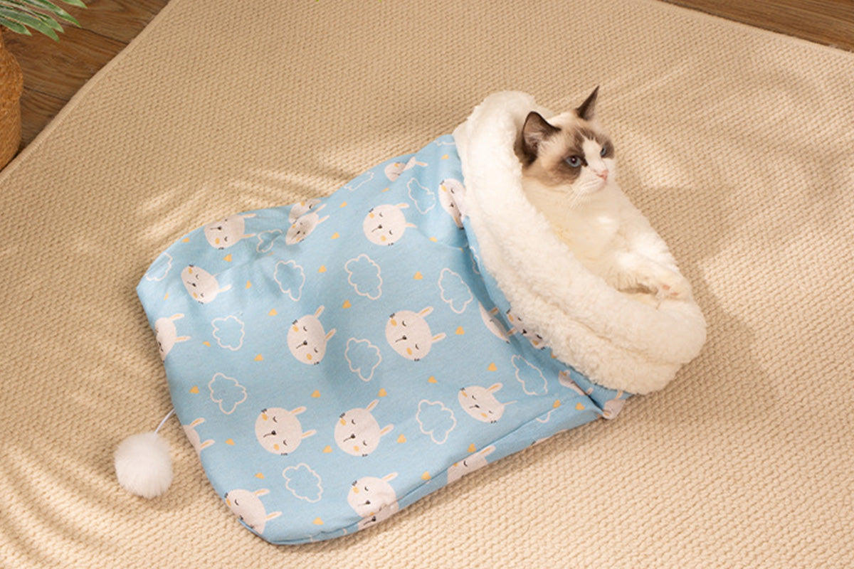 Warm Sherpa Pet Sleeping Bag Pet Sleep Sack Comfortable Pet Bed Bag