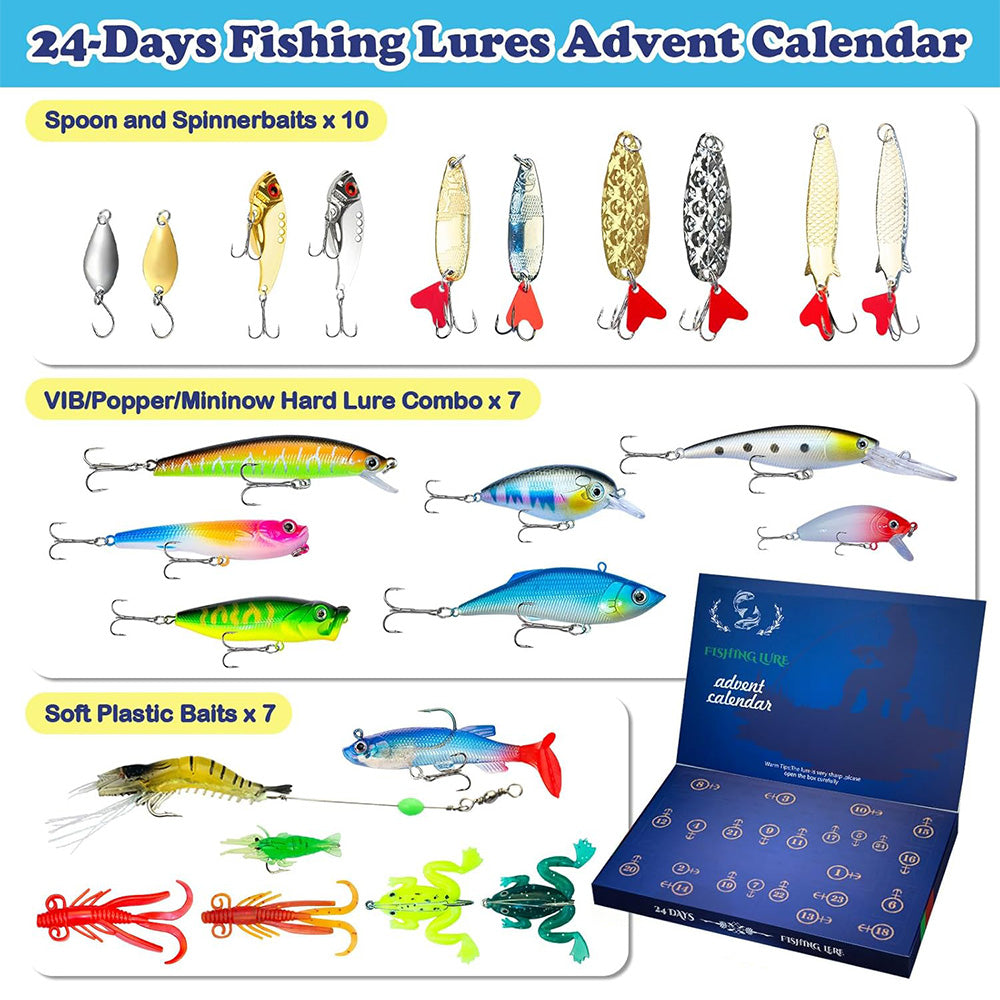 Christmas Fishing Tackle Advent Calendar 24Days Surprise Countdown Calendar
