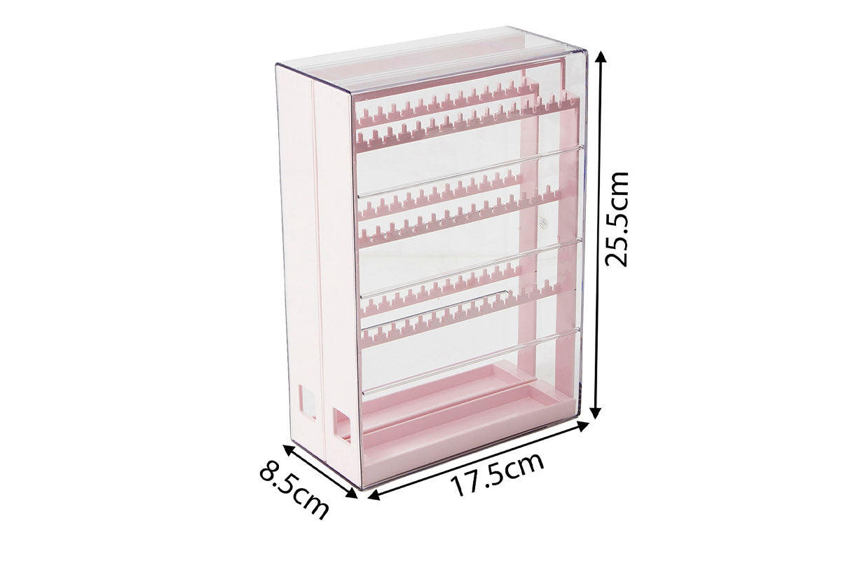 2-Tier Jewelry Organizer with Pull Out Drawer Earring Storage Box Display Case for Earrings Necklace Rings Studs