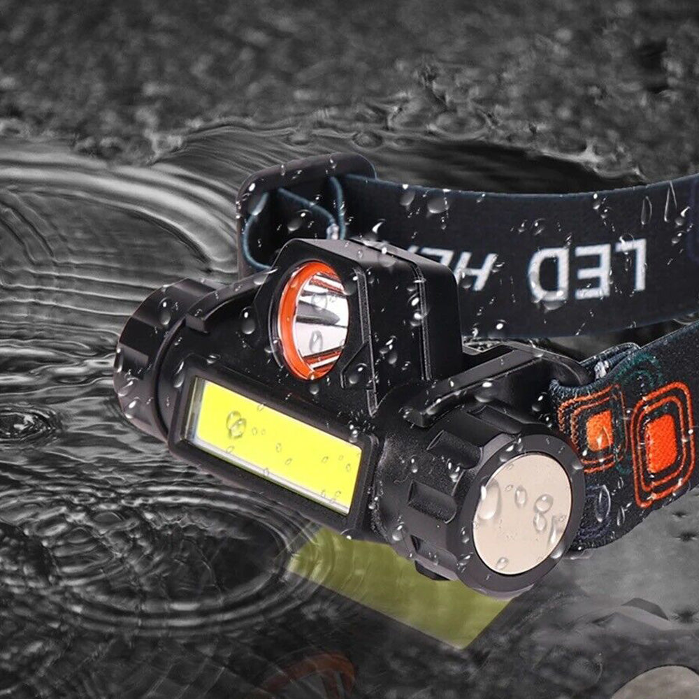 Dual Light Source Headlamp COB Camping Headlight with Rechargeable Battery