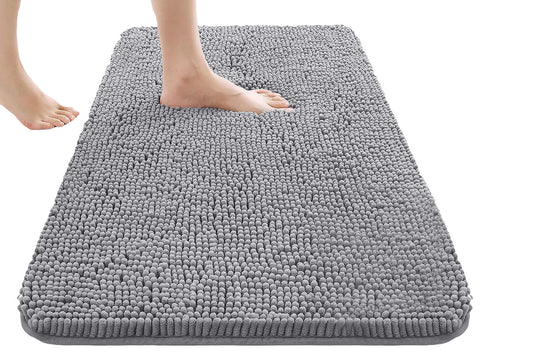 Chenille Bath Mat Soft Absorbent Non-Slip Washable Bathroom Rug