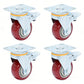 4XPolyurethane Caster Wheels with Brake Swivel Casters 3/4/5 Inch for Hand Trucks