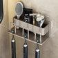 Space Metal Toothbrush Holder Wall Mounted Toothpaste Bathroom Rack with Cups