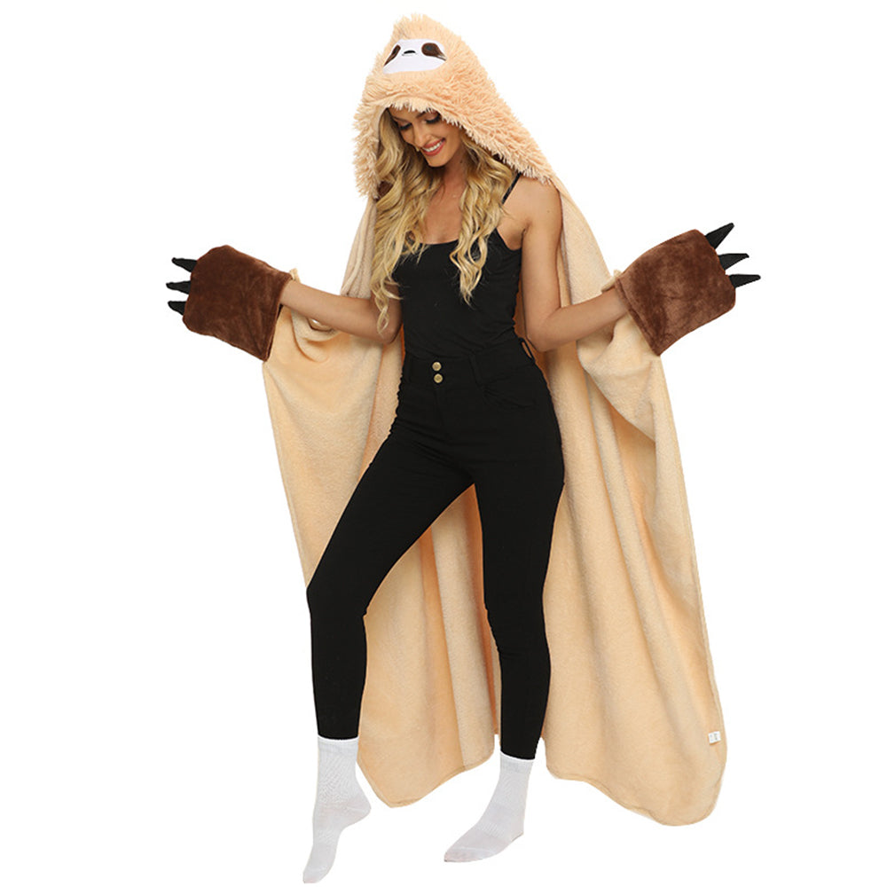 Warm Cozy Flannel Wearable Hooded Blanket for Adults