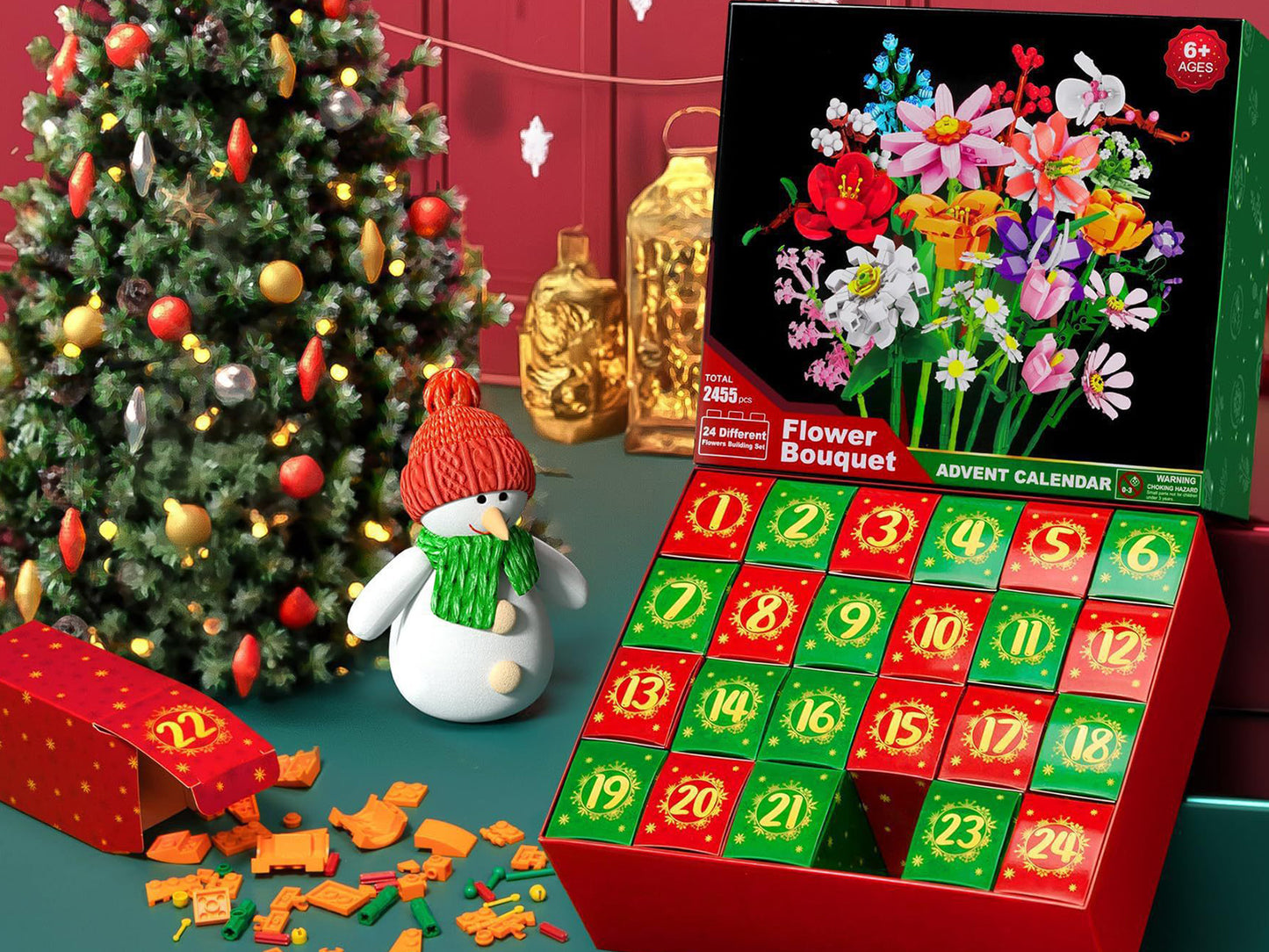 Flower Bouquet Building Blocks Advent Calendar Christmas Gift Box