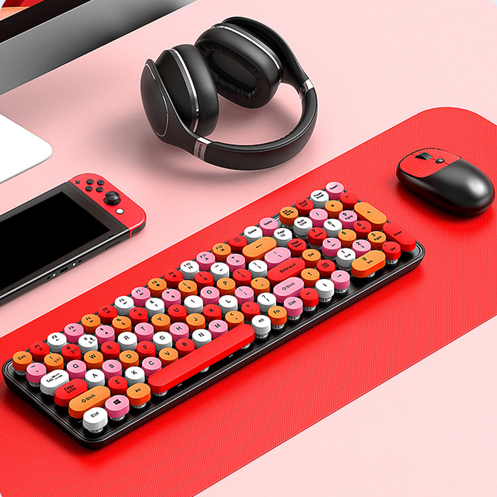 2.4GHz Wireless Keyboard And Mouse Combo With Round Key Caps
