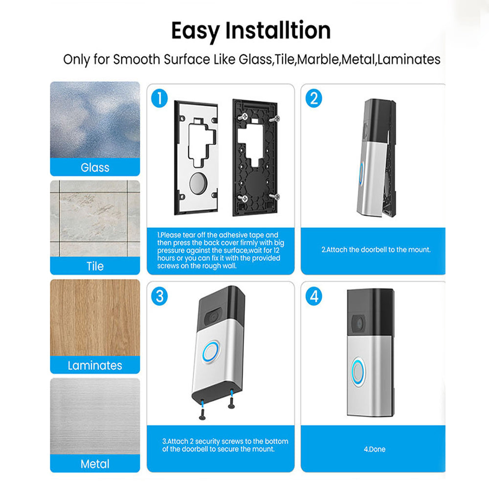 Portable No-Punch Self-Adhesive Doorbell Holder