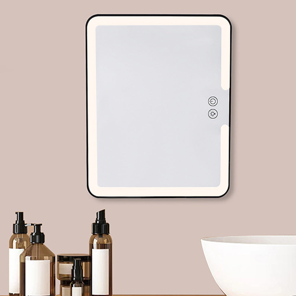 Bathroom Anti Fog Mirror with Lights Built In Shelf No Drilling Installation for Shower Room