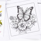 2 Coloring Books with 24 Floral and 24 Butterfly Designs