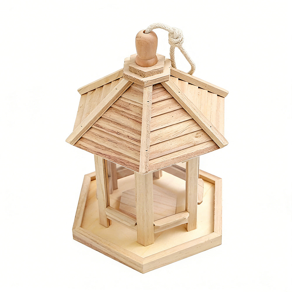 Hanging Bird Feeder House Wooden Parrot Feeding Station Bird Feeding Box
