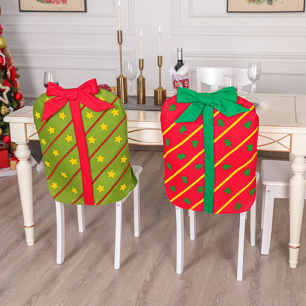 2Pcs Christmas Bowknot Chair Back Cover
