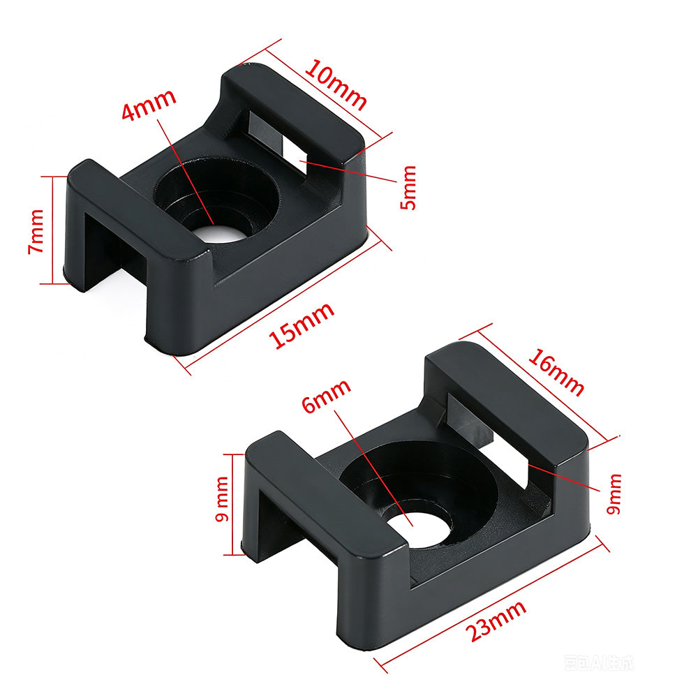 500 PCS Cable Tie Base Nylon Saddle Mount for Wire Management-Black