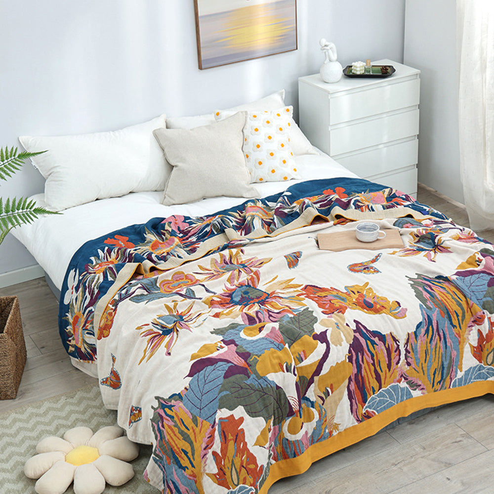 150cmx200cm Boho Throw Blanket with Double- Sided Printing for Bed Sofa Couch Chair