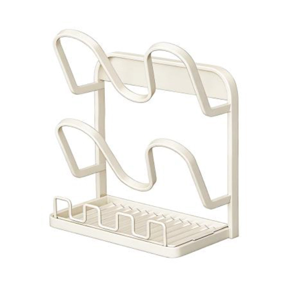 Kitchen Pot Lid Storage Rack Carbon Steel Holder with Drip Tray Organizer