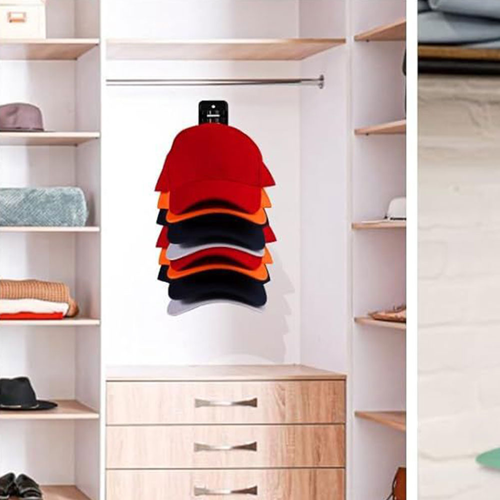 2Pcs Hat Organizer for Baseball Caps Wall Mounted Storage Rack Hat Display Organizer