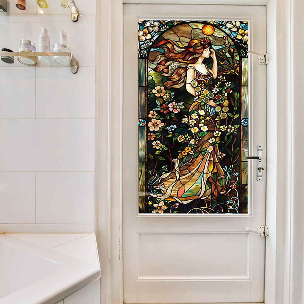 Static Cling Window Film Stained Glass Sticker Fairy Decor Glass Privacy Film