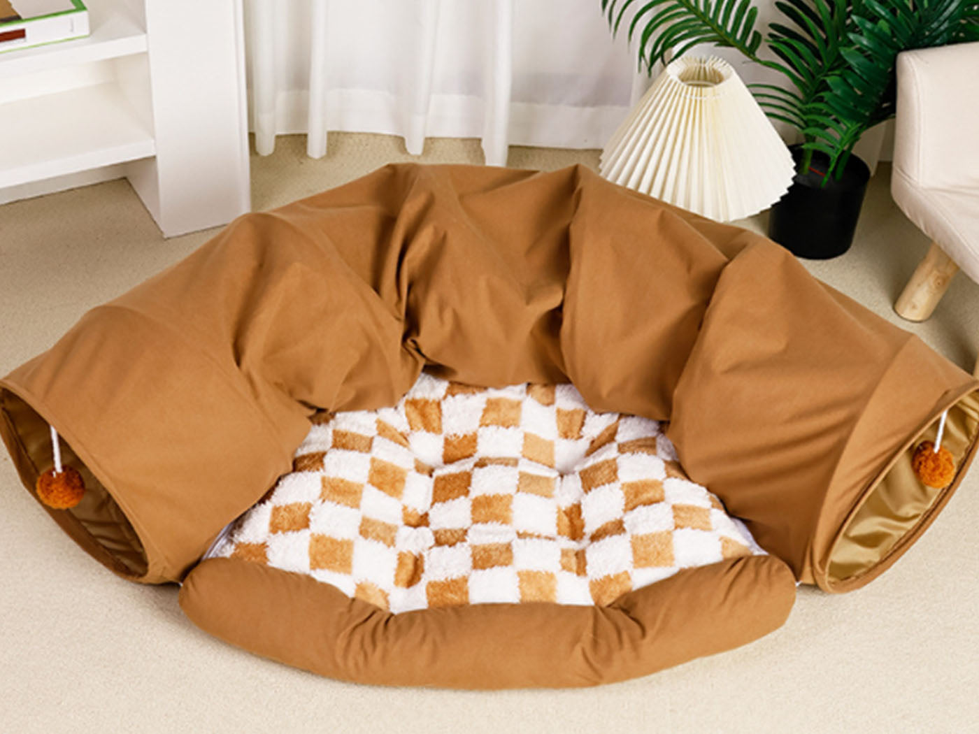 Cat Tunnel Bed for Indoor with Collapsible Washable Design