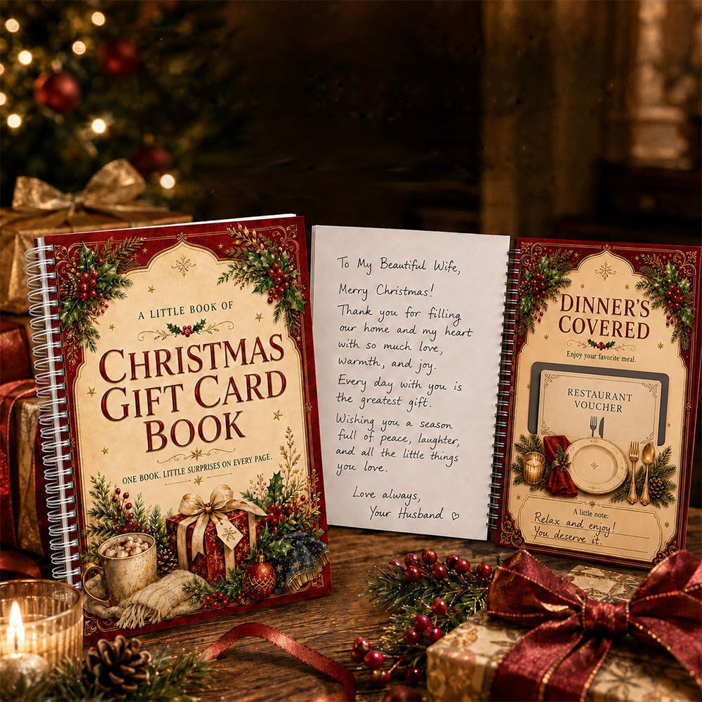 DIY Christmas Gift Card Book with Spiral Binding and Handwritten Notes