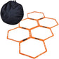 6Pcs Hexagonal Soccer Agility Ring Set with Clips and Carry Bag