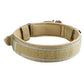 Adjustable Dog Collar with Handle Tactical Nylon Pet Collar for Medium Large Dogs-Khaki