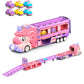 Car Toys Unicorn Toys Truck with Foldable Race Track and 6 Princess Cars for Girls