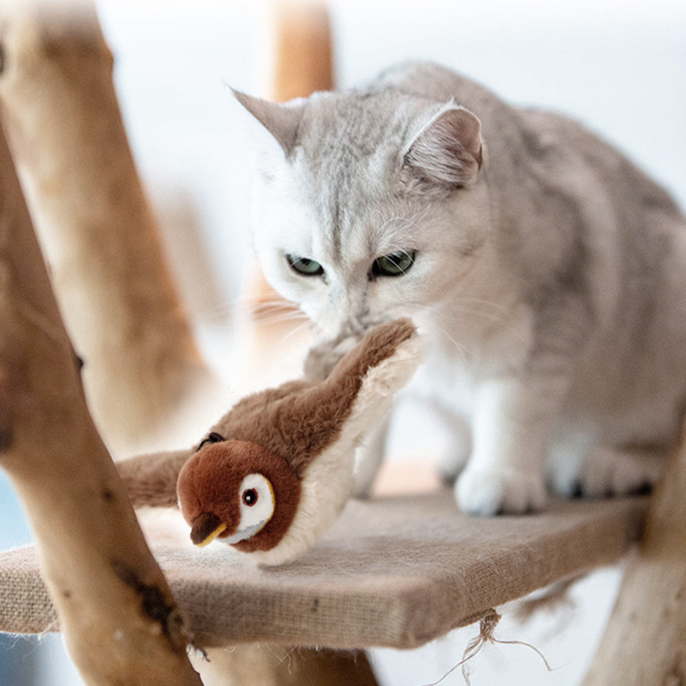 Rechargeable Squeaky Cat Toys Touch Activated Kitten Plush Flapping Toys